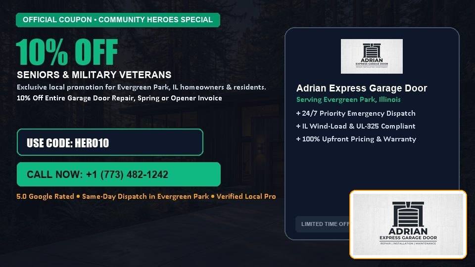10% OFF Senior, Military & First Responder Discount in Evergreen Park, IL - Adrian Express Garage Door